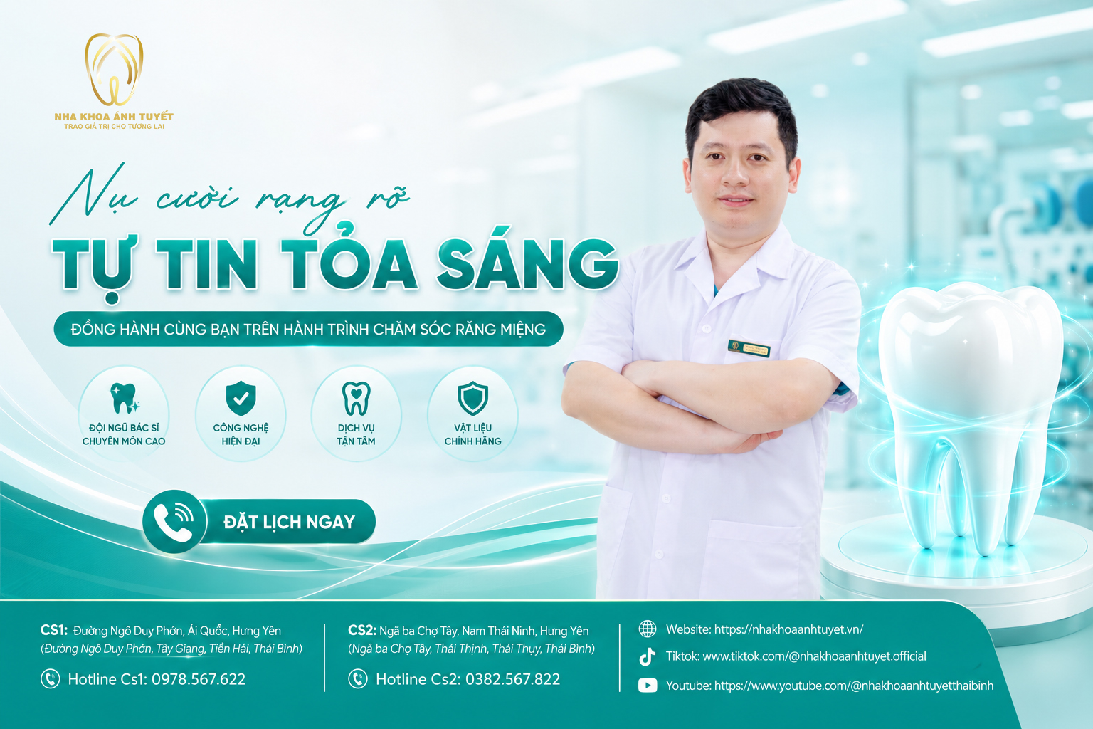 Trám răng thẩm mỹ không đau và nhanh chóng tại Nha khoa Ánh Tuyết Thái Bình