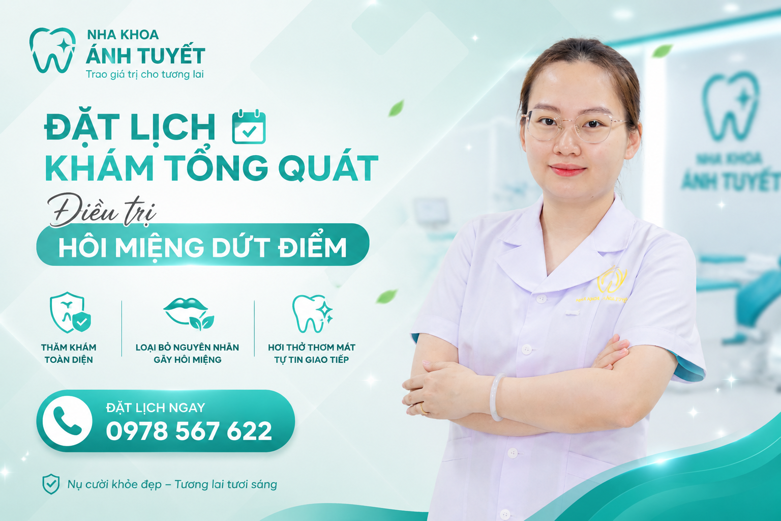 Liên hệ Hotline CS1 Nha khoa Ánh Tuyết để điều trị hôi miệng tận gốc