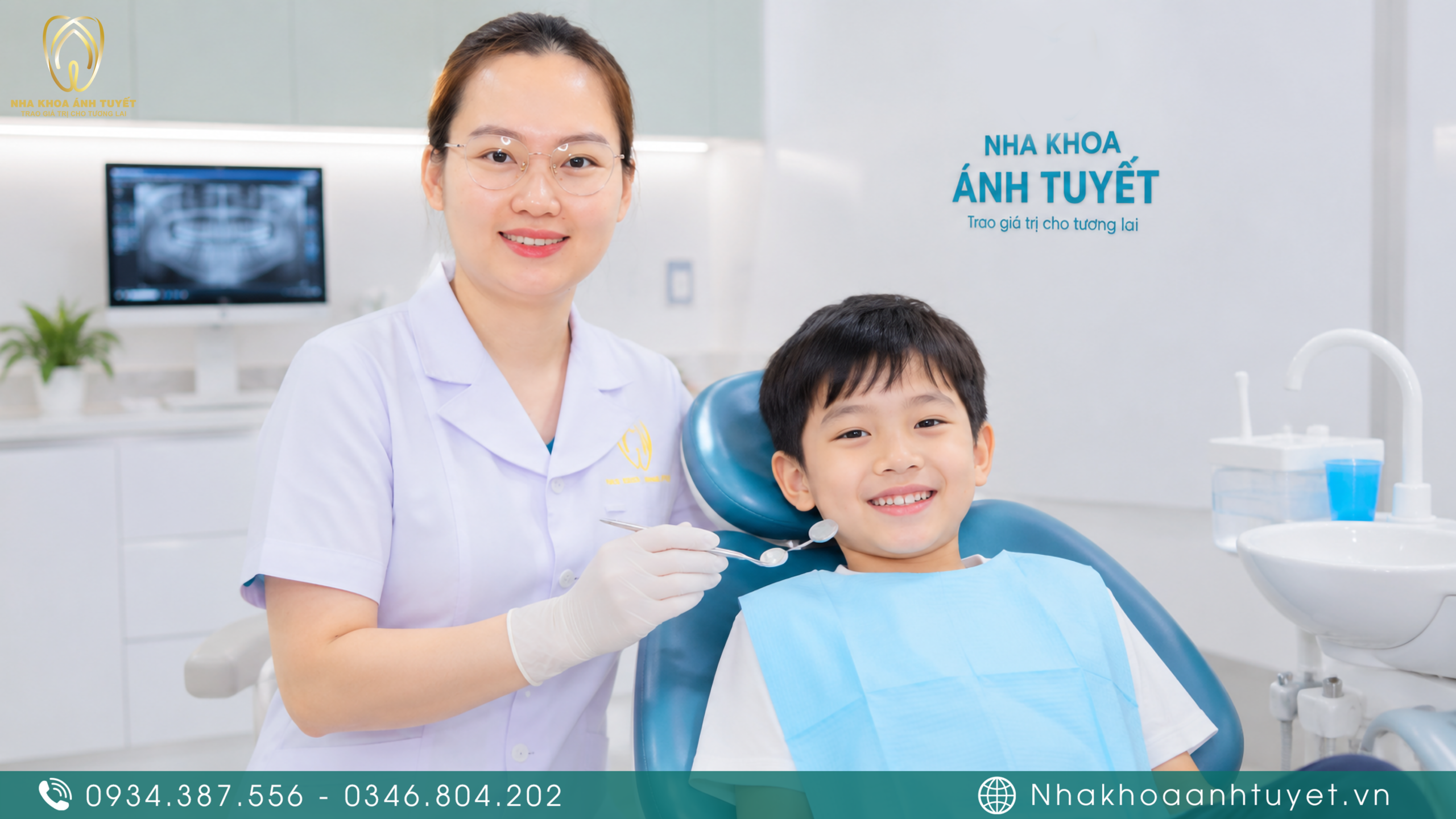 Trẻ em 6-12 tuổi tự tin thăm khám niềng răng cho trẻ em tại Nha khoa Ánh Tuyết